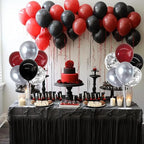 TONIFUL 4 Set Burgundy Red Black Silver Balloon Stand Centerpiece Table Decorations for Graduation Decoration 2025,Christmas Party Decoration,Halloween,New Year's Eve,Anniversary,Birthday Decorations