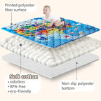 Baby Play Mat, 50x50 Playpen Mat with Super Soft Touch, Thick Activity Mat with Upgraded Anti-Slip Bottom, Machine Washable Crawling Mat for Floor & Picnic (Map)