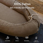 Infant Lounger, Baby Nest Cover for Baby Girls & Boys, Newborn Essentials for Baby 0-12 Months, 100% Cotton Breathable (Fields of Rye, Corduroy)