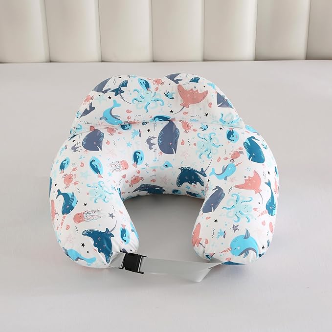 Nursing Pillow for Breastfeeding,Ergonomic Baby Feeding Pillows with Removable Washable Cotton Slipcover, Adjustable Waist Strap,Plus Size,More Support for Mom and Baby(Underwater World) 新品