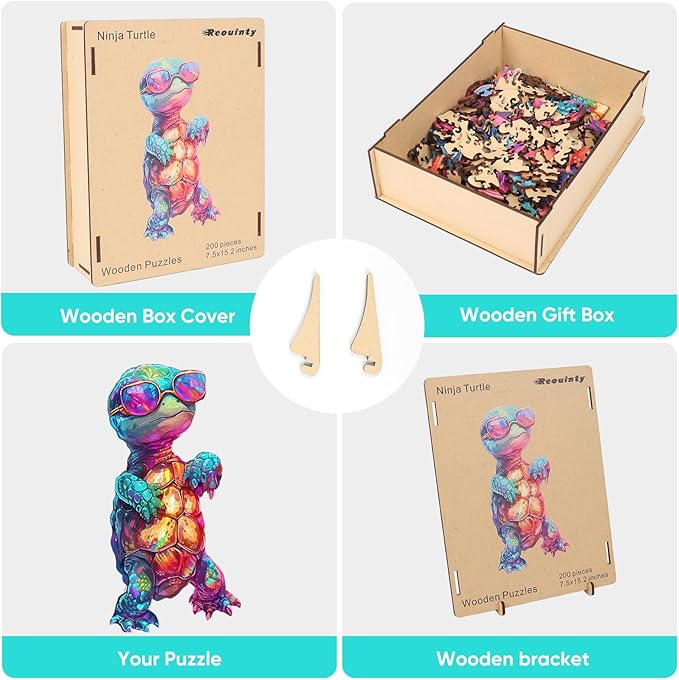 Wooden Puzzle for Adults, Ninja Turtle Wooden Jigsaw Puzzles (11.7 * 23.6in-500pcs), Unique Shape Animal Adult Puzzles,Irregular Wood Puzzles Best Gift for Adults and Kids Family Game