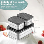 HaWare Stainless Steel Lunch Box for Kids, Leak Proof Food Storage Containers with Silicone Lids, Easy Open Bento Box for School and Daycare, Portable Metal Snack Box, Dishwasher Safe (8oz*2+25oz)