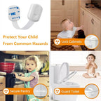 6-Pack Baby Proof Cabinet Locks – No Drill Adjustable Safety Straps for Fridge, Oven, Toilet Seat, Drawers & Doors | Child & Pet Proofing, Multi-Purpose Home Security