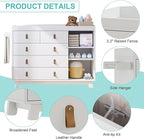 Baby Dresser with Changing Table Top, Nursery Dresser with 5 Drawers and Adjustable Shelves, Storage Organizer for Kids Bedroom, White