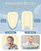 Baby Lounger - Infant Lounger for Newborn 0-25 Months, Waterproof Inner Cover and Pure Cotton Breathable Baby Nest Cover, Newborn Lounger for Baby Boys&Girls, Portable Baby Bed for Home and Travel