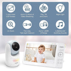 VTech Video Baby Monitor with 7" Color LCD Screen, Rechargeable Battery, Video Streaming, Audio Streaming, Pan-Tilt-Zoom, Touch Multi-Color Night Light, Two-Way Talk, Long Range: Advanced Max Blue