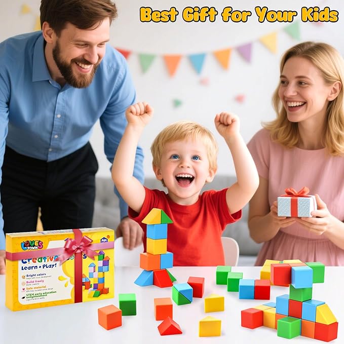 LovesTown 28 PCS Magnetic Blocks for Kids, Magnegtic Building Cubes for Toddler Preschool Montessori Educational STEM Toys for Boys Girls Ages 3 4 5 6 7 8