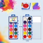 12 Packs Watercolor Paint Set Bulk, 12 Vibrant Colors Washable Watercolors with Brushes for Kids, Art Activities Painting Supplies for School Classroom Home