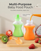 Silicone Reusable Baby Food Pouches with Straws, 8 Pack Leakproof Refillable Squeeze Pouches, Dishwasher, Freezer, Microwave Safe, 5OZ Baby Food Storage for Homemade Puree, Yogurt
