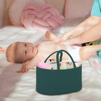 COMSE Baby Diaper Caddy Organizer, Car Caddy, Diaper Change Organizer, Gift Baskets Empty, Portable Tote Bag with Divider, Baby Shower Gifts Newborn Essentials Registry Must Have, Dark Green