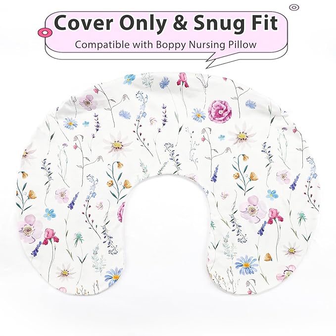Pea Pod Nursing Pillow Cover Breastfeeding Pillow Slipcover for Moms Soft Breathable Organic Knit Fabric Newborn Infant Feeding Pillow Covers for Baby Girl Boy, Stylish Floral