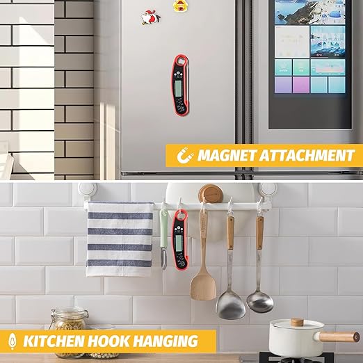 Digital Meat Thermometer – Waterproof Instant-Read Cooking Thermometer with LCD Backlight, Magnetic Back & Bottle Opener for Grilling, BBQ, Baking, Sous Vide, Candy Making & Kitchen Use