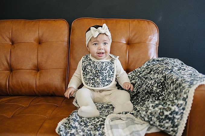 Mebie Baby Muslin Cotton Bib, 3 pack, Baby Bib Set for Burp, Spit Up, Drool, Bandana Bibs for Baby Boy or Baby Girl