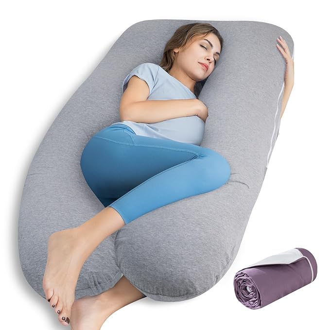 QUEEN ROSE Pregnancy Pillows, Cooling U Shaped Body Pillow for Sleeping, Maternity Pillow for Pregnant Women, with an Extra Cotton Pillowcase