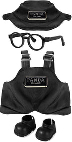 6.7in/17cm Doll Clothes Set, 4 PCS Fashion Outfit Includes Hat, Bib Pants, Glasses, Shoes, Cute Collectible Doll Accessories Unique Style (Black)