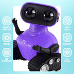 Rechargeable Emo Robot with Auto-Demonstration - Remote Control Smart Robot Toy Gift for Kids Age 3+ - Purple