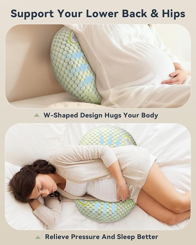 Memory-Foam Pregnancy Pillow for Sleeping - Upgrade Material Maternity Pillow for Pregnant Women - Quality Cooling Travel Wedge Pillow for Back, Belly, and Hip Relief, Gifts for Pregnant Women