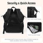 Premium Vegan Leather Diaper Bag Backpack with Waterproof Changing Pad – Reinforced Stitching & Zippers, Baby Bag for Boy Girl, Stroller Straps, Ergonomic Design for Traveling Moms, Black