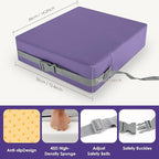 Booster Seat for Kitchen Chair with Comfy Backrest and Adjustable Safety Buckles,Non-Slip Kid Toddler Booster Seat for Dining Table,Portable PU Travel Baby Booster Increasing Cushion Chair