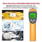 Infrared Laser Thermometer, Digital Infrared Laser Thermometer Gun with Adjustable Emissivity, IR Thermometer Temperature Gun for Cooking, Pizza Oven & Engine, -58℉～1022℉(-50℃～550℃)