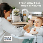 Babymoov Duo Meal Station 6 in 1: Multi-Speed Baby Food Maker Steamer and Puree Blender, Baby Food Processor that warms & defrosts (Nutritionist Approved), Mineral Beige