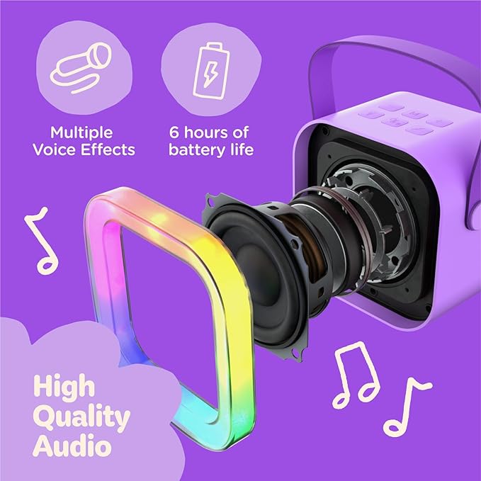 Move2Play, Karaoke Machine for Kids | Includes 20+ Kid Songs | 2 Microphones | Connect with Bluetooth | 3, 4, 5, 6, 7+ Year Old Gift | Toy for Girls, Boys, & Toddler | Birthday Present