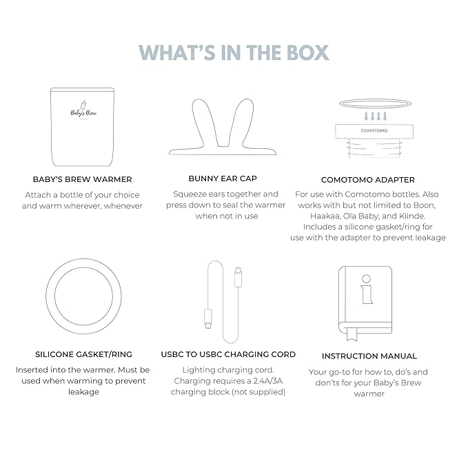 Baby's Brew Portable Bottle Warmer with XL Adapter (Fits Como tomo, Haakaa, Olababy, and Boon Nursh Bottles)