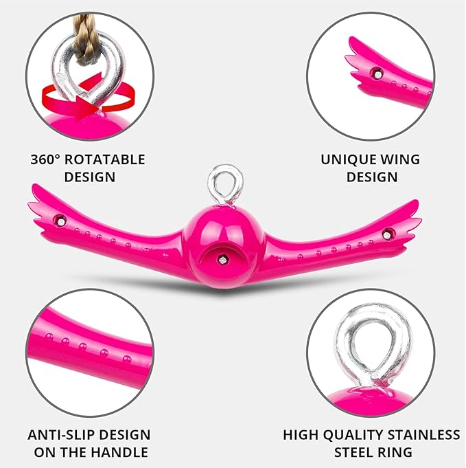 Ninja-Twister Swing Spins Set: Slackline Attachments - 360° Handle Twist-Spin Flips Toy Activate Ninja Powers - Ninja Warrior Accessories - Kids Ninja Hang Toys for Playground Backyard,Pink