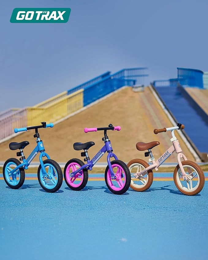 Gotrax KS12 Balance Bike for 2-5 Years Old, 12" Toddlers Bike with LED Light&Bell, Adjustable Soft Seat&Handlebar, Flat-Free Tires&Easy Assembly, Lightweight&No Pedal, Kids Toy Gift for Boys Girls