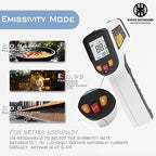 KNINE OUTDOORS Infrared Thermometer Laser Temperature Gun, -58℉ to 1112℉, Single Laser Targeting, Distance to Spot Ratio 12:1, for Cooking, Oven and Meat (White)