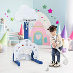 Costzon Kids Basketball Hoop, Toddler Sports Activity Center w/ 5 Adjustable Height Levels, Basketball Soccer Golf Game Set, Indoor Outdoor Basketball Hoop Set Gift for Baby Infant