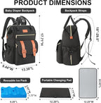 PIIOSER Diaper Bag Tote with Ice Pack, Large Capacity & Waterproof Diaper Bag Backpack for Moms Dads, Insulated Baby Tote Bag with Changing Pad, Stroller Straps & Pacifier Case, Black