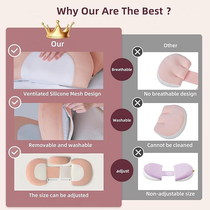 WYXunPlanet Pregnancy Pillow for Maternity Support - C-Shaped Belly & Back Pain Relief, Removable Washable Cover, Cooling Comfortable Wedge Pillow for Side Sleepers, Pregnancy Must Haves （Pink）