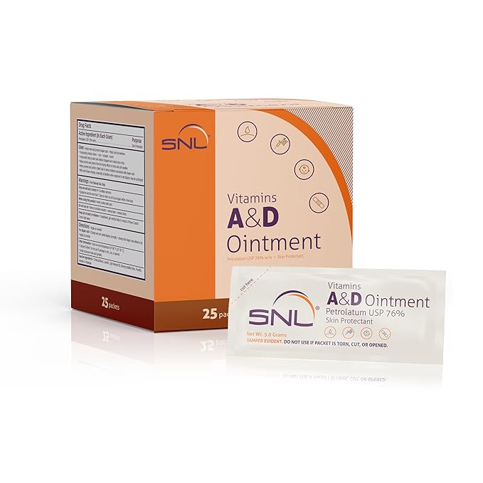 SNL Quality Vitamins A & D Ointment for | Baby Diaper Rash | Burns | Tattoo Aftercare | Skincare - 75 Individual Foil Packets - 5 Grams each - (3 Boxes of 25 Packets)