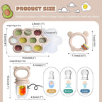Baby Fruit Food Feeder & Breastmilk Popsicle Molds for Teething Relief, Baby Feeding Sets, 1 Freezer Tray with Lid & 1 Teether Toy & 1 Silicone Teething Pacifier Feeder, Extra Food Pouches (Beige)