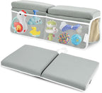 Bath Kneeler and Elbow Rest Pad, Thick Quick Dry Kneeling Pad, Elbow Support, Large Bathtub Kneeling Mat with Toy Organizer for Baby Bathing (Grey)