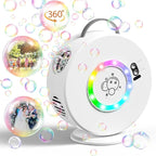Bubble Machine Automatic LED Lights Bubble Blower for Kids Rechargeable Portable Bubble Maker Auto Rotating 90°/360° Outdoor Birthday Party Wedding (Led White)