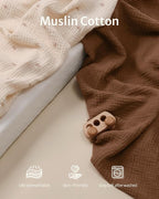 Blissful Diary Muslin Changing Pad Cover for Girls Boys, Ultra Soft Breathable Cotton, Baby Diaper Change Table Pad Covers, 2Pack (Sunshine&Brown)