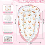 Baby Lounger - Baby Lounger for Newborn 0-24 Months, Breathable and Soft Cotton Cover Baby Nest, Portable Cozy Tummy Time Lounger for Home and Travel, Ideal Baby Essentials & Shower Gifts