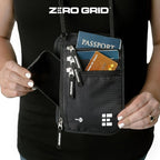 Neck Wallet for Travel & Passport Holder with RFID Blocking - Slim & Easy to Conceal Nylon Travel Pouch for men & women - Holds Phone, Cash, Cards, Keys - Sweat & Water Resistant - X-Large - Black