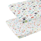 Onacosht Pack n Play Fitted Sheets for Baby Girl 2 Pack Set Soft Jersey Knit Sheets for Mini Crib Mattress and Playard Mattress, Rabbit Floral and Owl Printing