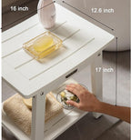 HDPS Shower Bench, White Plastic Shower Stool Seat for Shaving Legs, Spa Bath Seat, Heavy Duty Waterproof, Non-Slip, No Maintenance