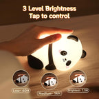 Lying Panda Night Light, Cute Baby Light 3 Level Dimmable, Nursery Nightlight for Snoothing, Sleeping Companion, Auto-Off 30Min Timer, Rechargeable Battry Cordless,