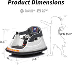 12V Kids Bumper Car, Electric Baby Bumper Car for Toddlers with Remote Control, 3 Speeds - White