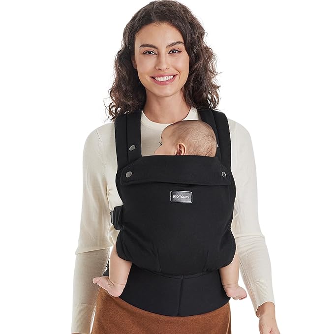 Momcozy Baby Carrier - Ergonomic, Cozy and Lightweight Carrier for 3-24 Months, Effortless to Put On, Ideal for Hands-Free Parenting, Enhanced Lumbar Support, Purehug for Infant to Toddler, Black