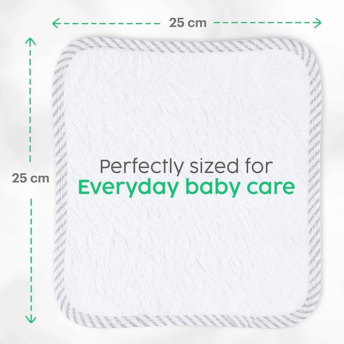 San Francisco Baby Bamboo Rayon Washcloths for Newborn - Soft, Absorbent, 6-Piece, White