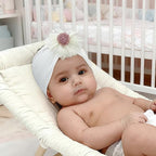 Baby Girls Sunflower Headbands, 3 Pack Baby Hairband Hair Bows Lace and Stretchy Elastic Accessory for Newborn Infants Toddlers (Burgundy+Yellow+White, One Size(Stretchy))