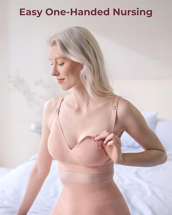 Momcozy CoolFit Nursing Bras for Breastfeeding, Ultra Stretch Seamless Jelly Strip Maternity Bra, Cooling Wireless