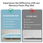 Baby Play Mat for Floor,1.3" Thick Elasti-Foam 50"×74" Playpen Mat for Tummy Time,Water Repellent Soft Coral Velvet for Toddler,Infant,Kids,Non-Slip Backing Safe for Crawling(Light Blue)