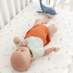 Crane Baby 100% Cotton Animal Nursery Sheet with Jellyfish Design, Neutral Crib Sheets, Fitted Toddler Sheet, 28" x 52"Standard Size Sea Life Crib Sheet